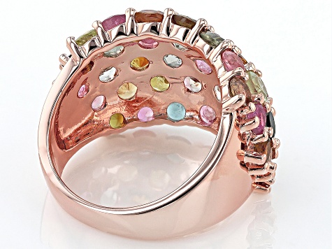 Multi-Color Multi Tourmaline 18k Rose Gold Over Sterling Silver Dome Ring 7.00ctw