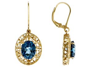 London Blue Topaz 18k Yellow Gold Over Sterling Silver Earrings 5.40ctw