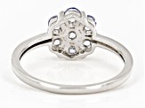 Blue Tanzanite Platinum Over Sterling Silver Flower Ring 0.55ctw
