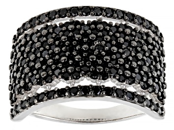 Picture of Black Spinel Rhodium Over Sterling Silver Band Ring 1.50ctw