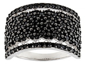 Black Spinel Rhodium Over Sterling Silver Band Ring 1.50ctw