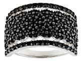 Black Spinel Rhodium Over Sterling Silver Band Ring 1.50ctw