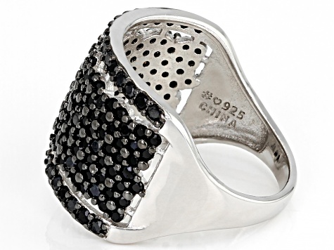Black Spinel Rhodium Over Sterling Silver Band Ring 1.50ctw