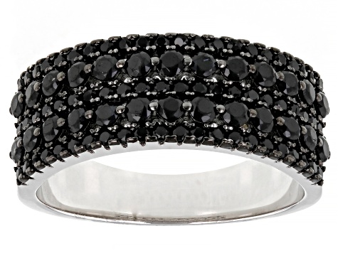 Black Spinel Rhodium Over Sterling Silver Band Ring 1.15ctw