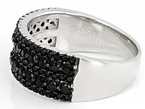 Black Spinel Rhodium Over Sterling Silver Band Ring 1.15ctw