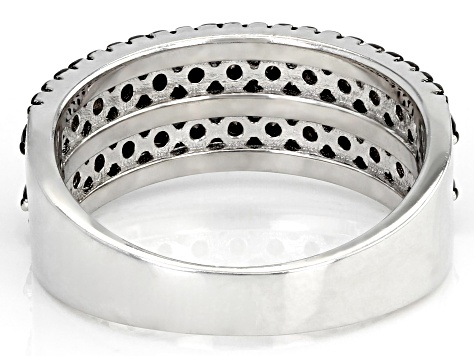 Black Spinel Rhodium Over Sterling Silver Band Ring 1.15ctw