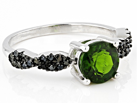 Chrome Diopside Rhodium Over Sterling Silver Ring 1.40ctw