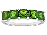 Green Chrome Diopside Rhodium Over Sterling Silver 5-Stone Band Ring 1.55ctw