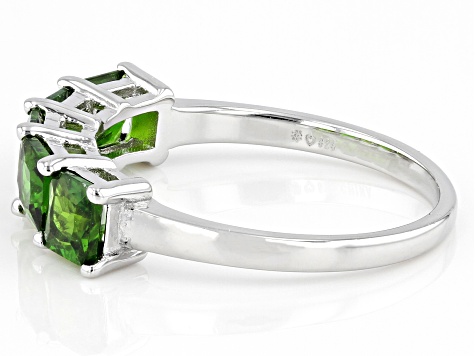 Green Chrome Diopside Rhodium Over Sterling Silver 5-Stone Band Ring 1.55ctw