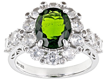 Picture of Green Chrome Diopside Rhodium Over Sterling Silver Ring 5.18ctw