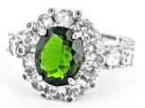 Green Chrome Diopside Rhodium Over Sterling Silver Ring 5.18ctw
