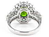 Green Chrome Diopside Rhodium Over Sterling Silver Ring 5.18ctw