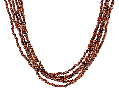 Red Hessonite Garnet Rhodium Over Sterling Silver Beaded Necklace ...