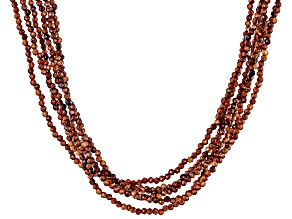 Red Hessonite Garnet Rhodium Over Sterling Silver Beaded Necklace