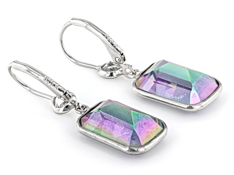 Multi-Color Quartz Rhodium Over Sterling Silver Earrings 12.10ctw