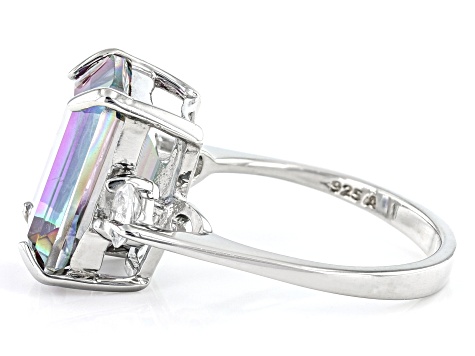 Multi-Color Quartz Rhodium Over Sterling Silver Ring 6.70ctw