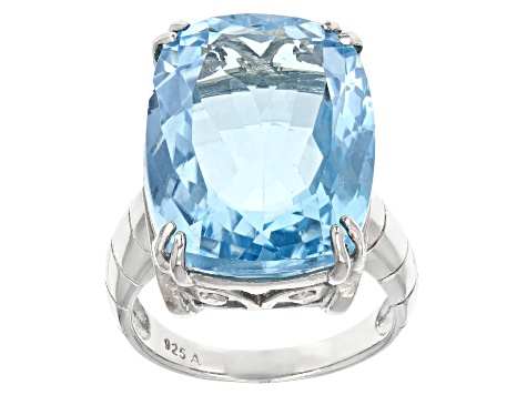 Sky Blue Glacier Topaz Rhodium Over Sterling Silver Ring 22.00ct