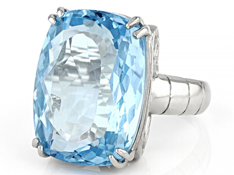 Sky Blue Glacier Topaz Rhodium Over Sterling Silver Ring 22.00ct