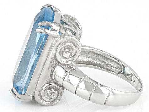 Sky Blue Glacier Topaz Rhodium Over Sterling Silver Ring 22.00ct