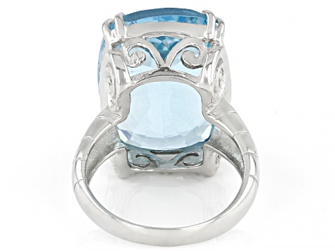 Sky Blue Glacier Topaz Rhodium Over Sterling Silver Ring 22.00ct