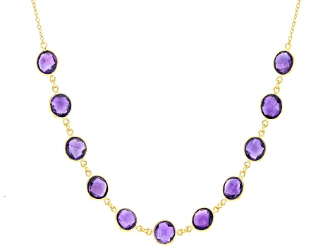 Purple African Amethyst 18k Yellow Gold Over Sterling Silver Necklace ...