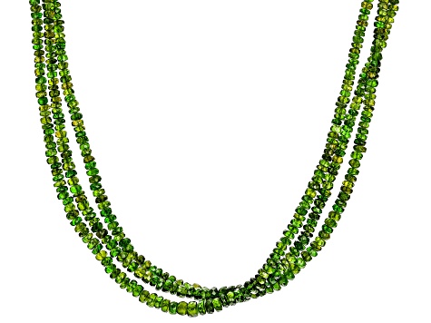 Green Chrome Diopside Sterling Silver Multi-Row Necklace 155.00ctw