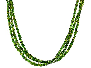 Green Chrome Diopside Sterling Silver Multi-Row Necklace 155.00ctw