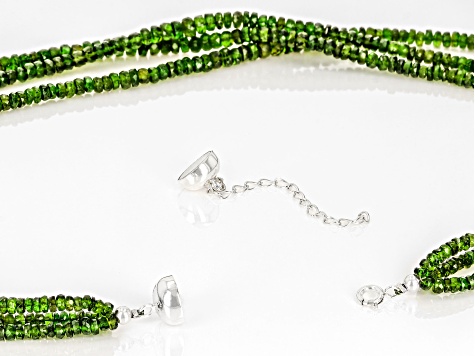 Green Chrome Diopside Sterling Silver Multi-Row Necklace 155.00ctw