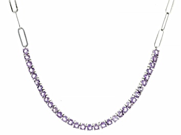 Picture of Purple Amethyst Rhodium Over Sterling Silver Paperclip Necklace 2.43ctw