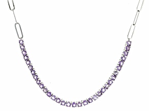 Purple Amethyst Rhodium Over Sterling Silver Paperclip Necklace 2.43ctw