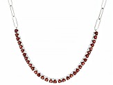 Red Garnet Rhodium Over Sterling Silver Paperclip Necklace 3.75ctw