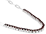 Red Garnet Rhodium Over Sterling Silver Paperclip Necklace 3.75ctw