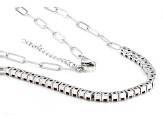 Red Garnet Rhodium Over Sterling Silver Paperclip Necklace 3.75ctw