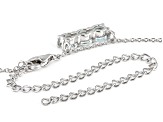 1.08ctw Blue Aquamarine Rhodium Over Sterling Silver 3-Stone Necklace