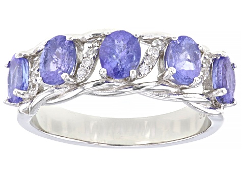 Blue Tanzanite Rhodium Over Sterling Silver Ring 1.33ctw