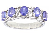 Blue Tanzanite Rhodium Over Sterling Silver Ring 1.33ctw
