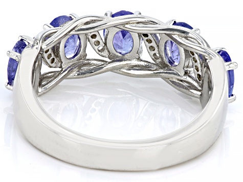 Blue Tanzanite Rhodium Over Sterling Silver Ring 1.33ctw