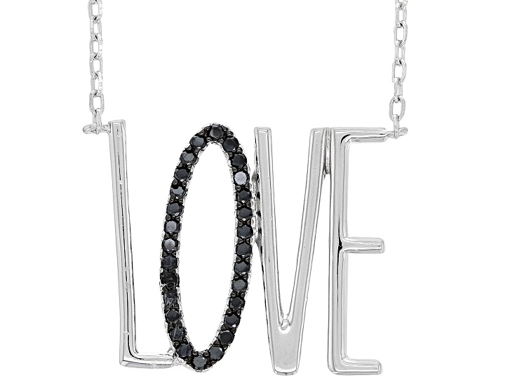 Black Spinel Rhodium Over Sterling Silver 