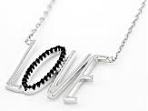 Black Spinel Rhodium Over Sterling Silver "Love" Necklace 0.16ctw
