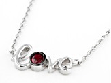 Red Lab Created Ruby Rhodium Over Sterling Silver Love Necklace 0.18ct