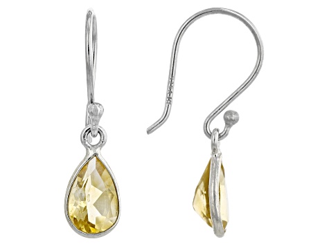 Yellow Citrine Rhodium Over Sterling Silver Earrings 1.45ctw