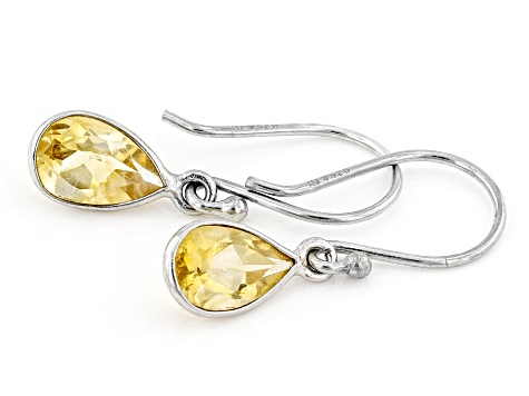 Yellow Citrine Rhodium Over Sterling Silver Earrings 1.45ctw