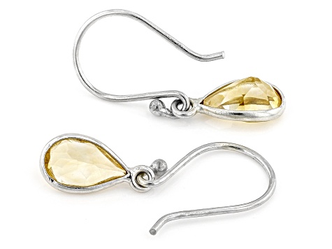 Yellow Citrine Rhodium Over Sterling Silver Earrings 1.45ctw