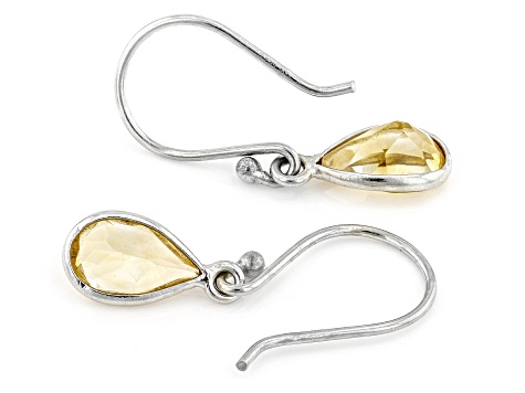 Yellow Citrine Rhodium Over Sterling Silver Earrings 1.45ctw