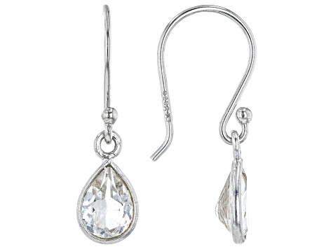 White Topaz Rhodium Over Sterling Silver Earrings 1.60ctw