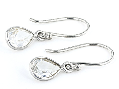 White Topaz Rhodium Over Sterling Silver Earrings 1.60ctw
