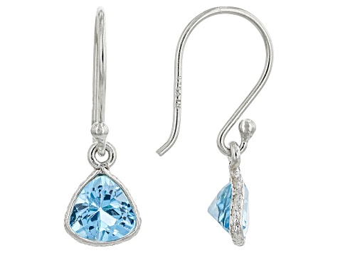 Swiss Blue Topaz Rhodium Over Sterling Silver Earrings 1.50ctw