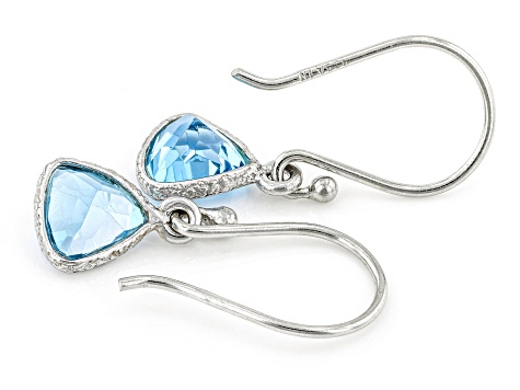 Swiss Blue Topaz Rhodium Over Sterling Silver Earrings 1.50ctw