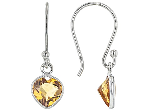 Yellow Citrine Rhodium Over Sterling Silver Earrings 1.30ctw