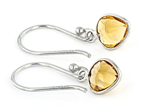 Yellow Citrine Rhodium Over Sterling Silver Earrings 1.30ctw